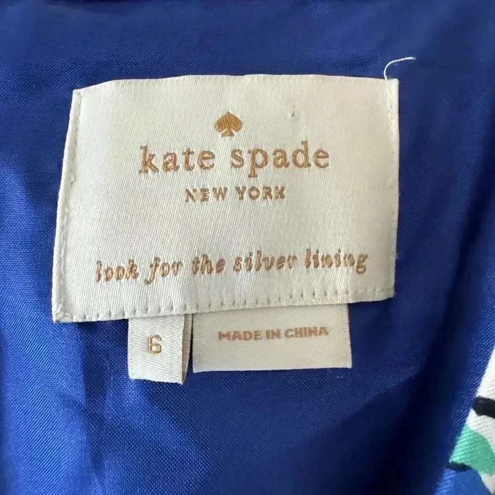 Kate Spade Mira In Full Bloom Floral Sheath Bright Blue Silk SZ 6 #2120